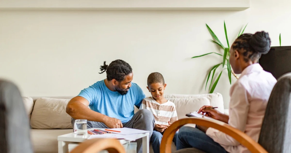 A child receiving trauma counselling.